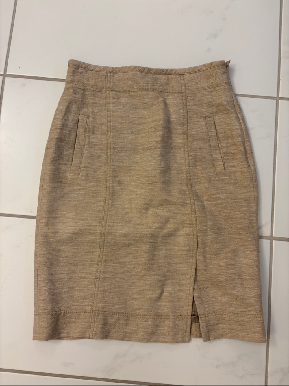 Classic Beige Pencil Skirt
